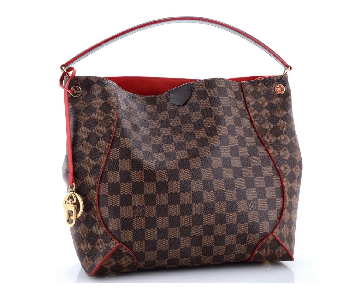 LOUIS VUITTON Damier Ebene Caissa Hobo Cherry