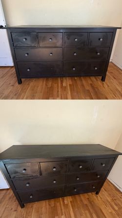 Dark Brown Wide Dresser with 8 Drawers