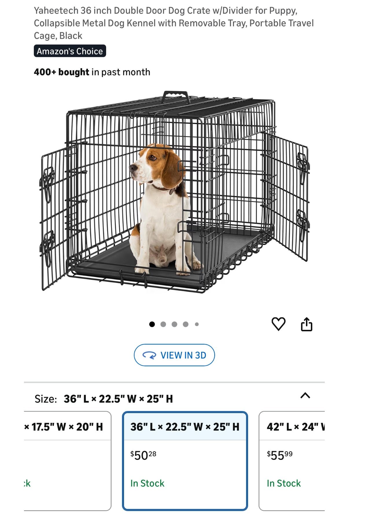 DUMOS Dog Crate, 36 Inch Medium Double Door Dog Cage with Divider Panel and Plastic Leak-Proof Pan Tray, Folding Metal Wire Pet Kennel for Indoor, Out