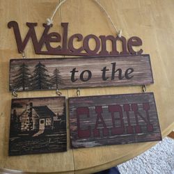 Wooden Rustic Mountains Sign