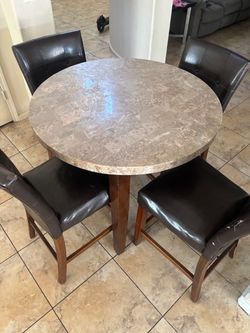 Round Real Marble table with 4 chairs