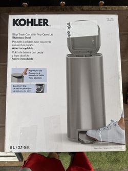 Kohler 8L / 2.1 Gal Stainless Steel Step Trash Can (New)