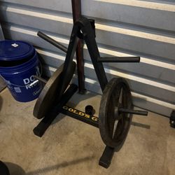 (2) 45 Lb Weight Plates With Weight Plate Tree