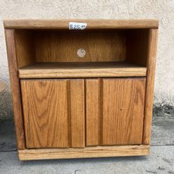 Wood Media Console W/ Wheels