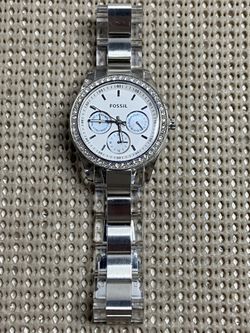 Fossil ES-2821 Women’s Stainless Steel Analog White Dial Quartz Wrist Watch 10ATM