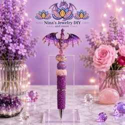 Handmade Purple Dragon Beaded Pen