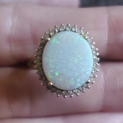 14k Gold Opal Real,everything Ring. Vintage.