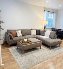 Clean sectional couch with storage ottoman DELIVERY