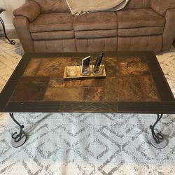 Coffee Table Set - Heavy Duty Iron And Slate $175