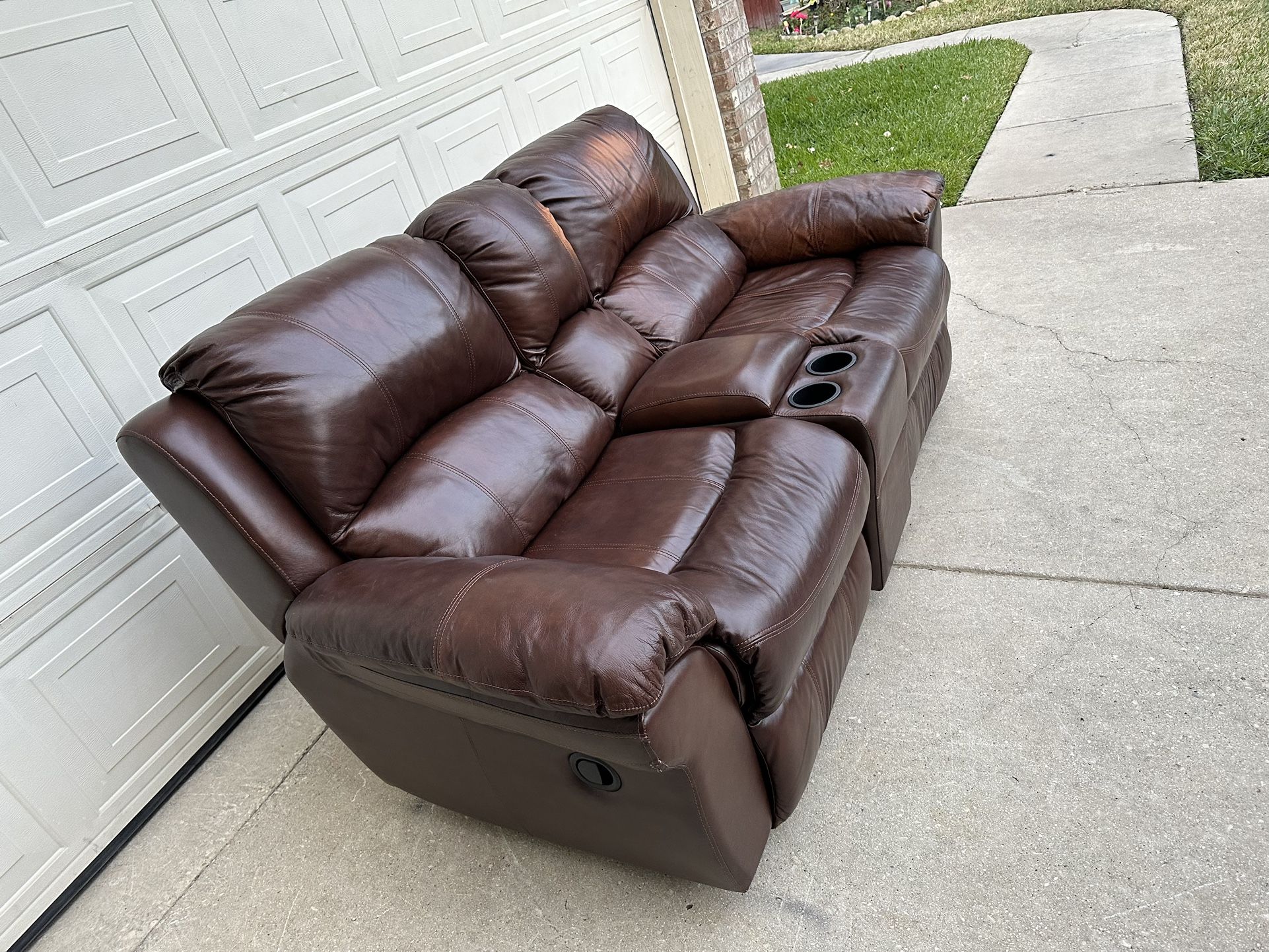 Real Leather Double Recliner Sofa for Sale in San Antonio, TX OfferUp