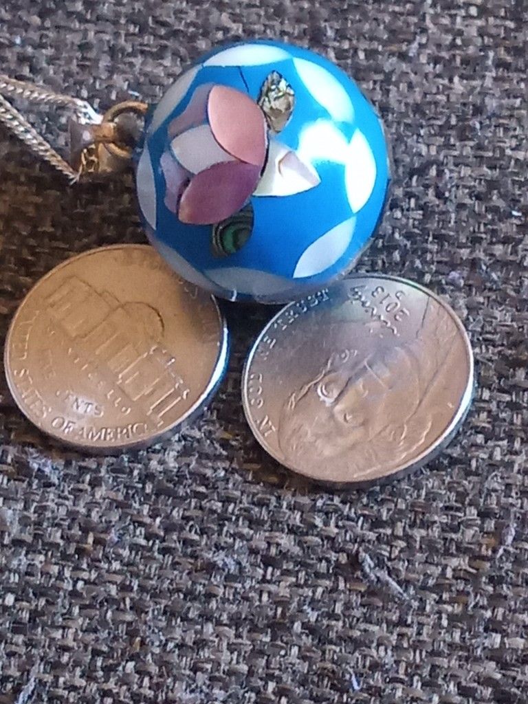 Cadenita De Sterling Silver 925 Con Bols De Cristal Y Madre Perla Mide 13 Pulgadas