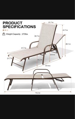Aluminum Adjustable Outdoor Chaise Lounge Set of 2