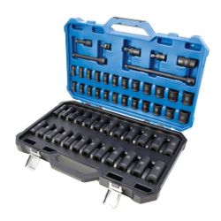 Impact Socket Set 55pcs Standard(SAE) And Metric 1/2in Drive Set 6-point - New