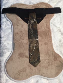 Camouflage tie and collar with dog mat