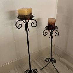 Two Floor Brass Candleholders