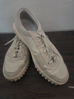 Ferragamo Leather Sneakers Men’s Casual Beige Lace Up Designer Luxury Trainers Men's 11.5