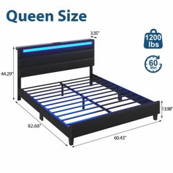 Modern Bed with LED lights