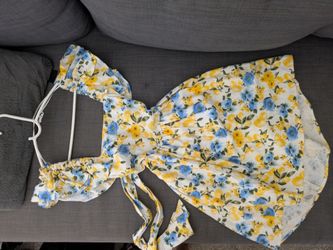 XS Francesca's blue and yellow summer dress