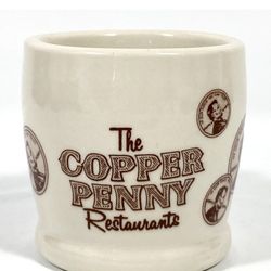 VINTAGE ~ 1950's "THE COPPER PENNY RESTAURANTS"  Ware Heavy Coffee Diner Mug Cup Vtg Shenango China. GOOD CONDITION!.....asking $20.00
