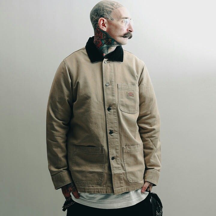 Dickies Vintage Wash Canvas Barn Chore County Jacket With Corduroy Collar