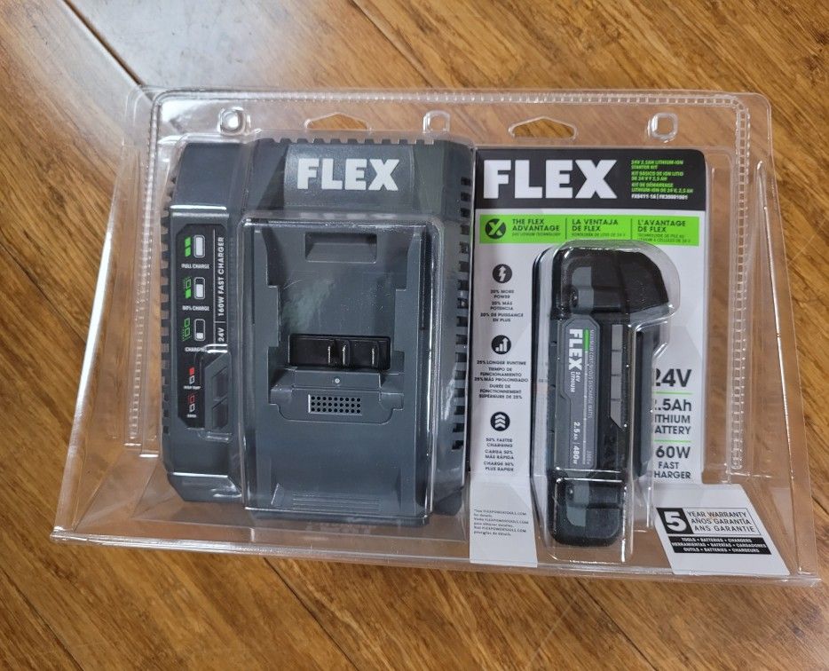 FLEX Tools 24v 2.5ah Battery And 160w Fast Charger Starter Kit