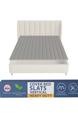 Heavy Duty Vertical Wooden Bunkie Board/Bed Slats, Full, Grey