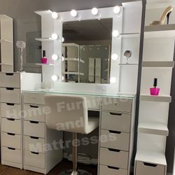 Vanity Set Hollywood Mirror LED Lights Makeup Table✨New