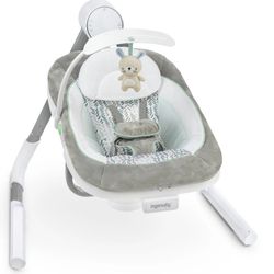 Ingenuity Anyway Sway Vibrating Portable Infant Baby Swing Spruce, Blue
