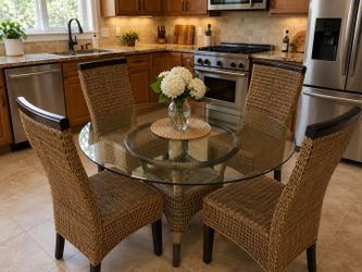 Coastal Glass Dining Set – 5 Piece Set