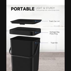 Countertop Compost Bin -1.3 Gallons Hanging Small Trash Can with Lid for Kitchen Bathroom, Under Sink Kitchen Trash Can, Indoor Counter Compost Bucke