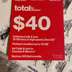 40$ Total By Verizon Unlimited Talk And Text 