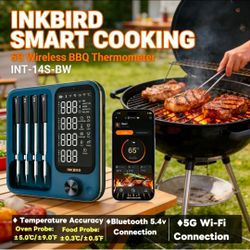 INKBIRD Wireless Meat Thermometer BBQ Grill Food Cooking 5G WiFi Bluetooth 5.4v 3476