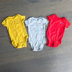 Carter's Baby Boy Bodysuits, 3-Pack, Yellow / Red / Gray, 6M