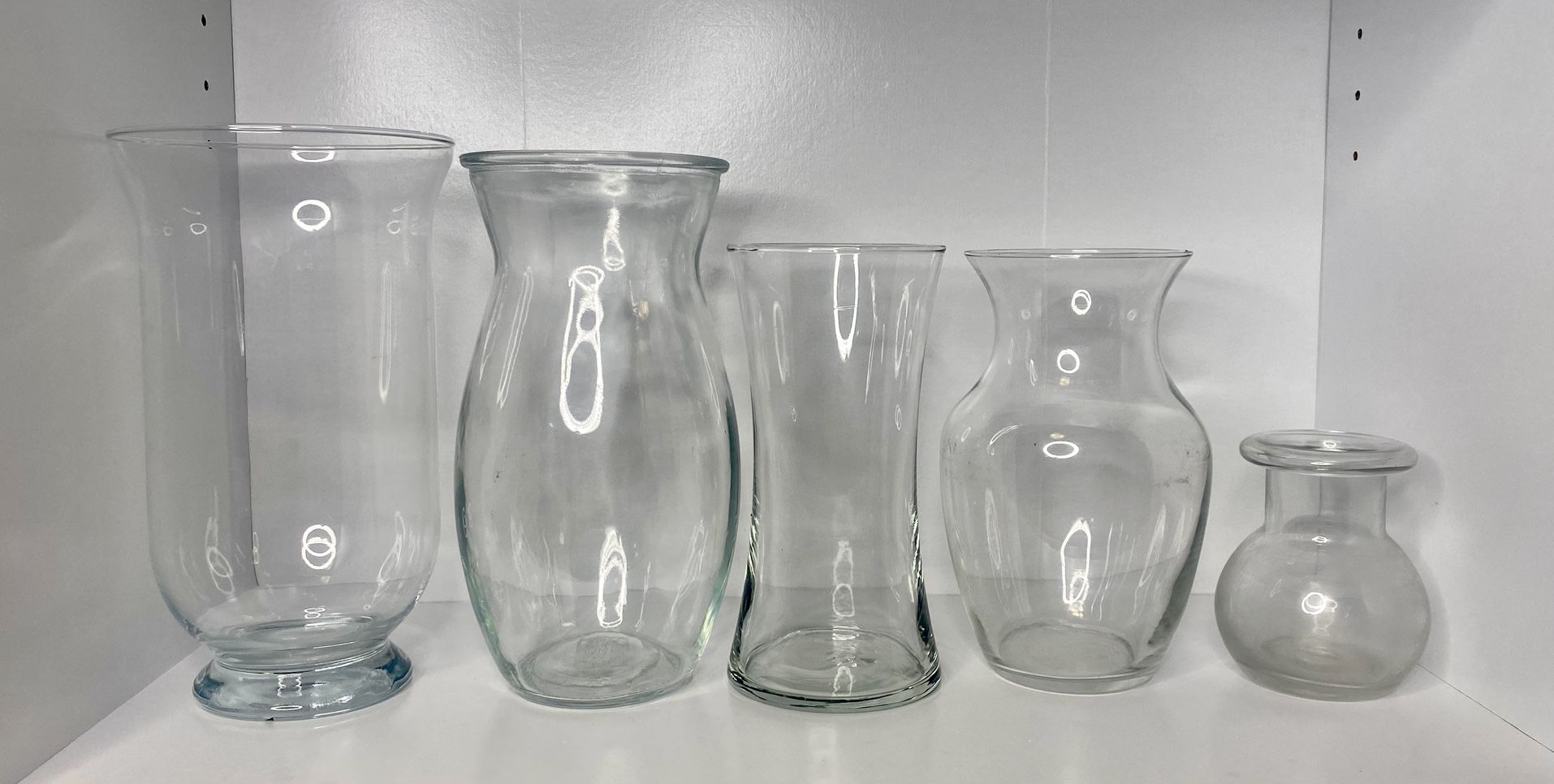 Clear Glass Flower Vases (5) 