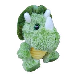 Kellytoy Triceratops Dino 8" plush stuffed animal green, yellow soft