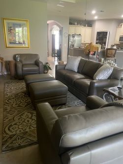 Taupe Leather Living Room Set