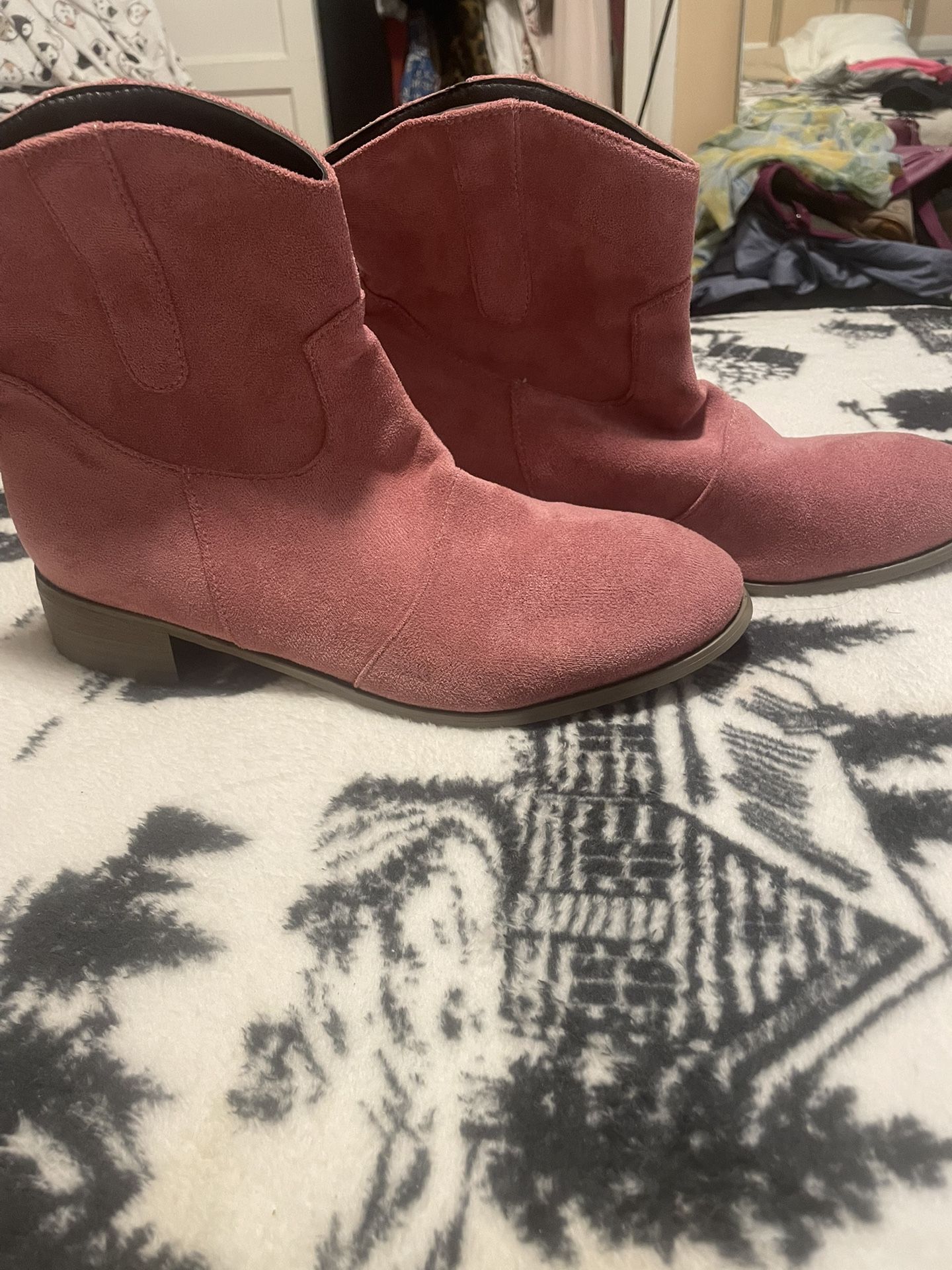 Beautiful Faux Suede Pink Boots