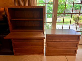 Midcentury Wood Dresser w/ desk & shelves