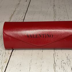 Valentino Garavani Red Hard Sunglass Eye Glass Case Magnetic Snap Close Leather