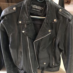 Unik Black Leather Jacket Size 42 In Great Condition 