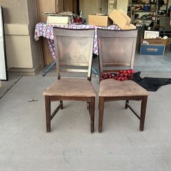 2 Wood And Suede Dining Chairs $10