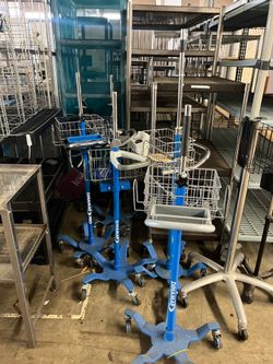 GE Dinamap Pro Care Series Rolling Stand W/ Basket; Blue