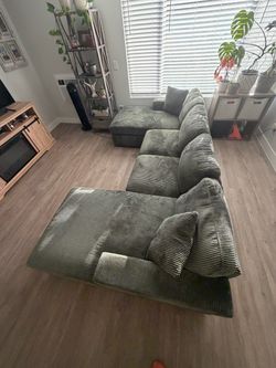 Sofa Sectional Hunter Green Corduroy Couch