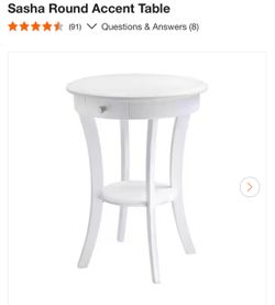Sasha Round White Accent Table