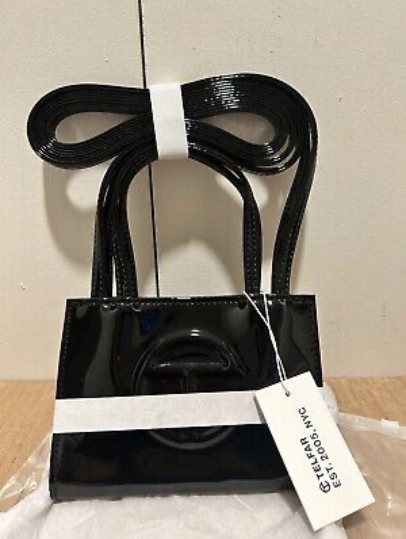 Telfar Black Patent Shopping Bag Small Brand New