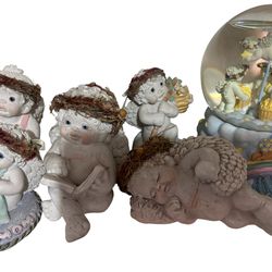 Angels and angel snow globe And $10