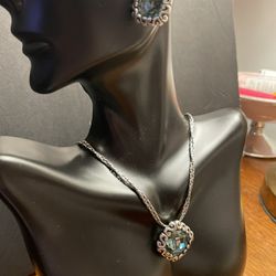 Brighton Aquamarine Princess Necklace and Earrings Set