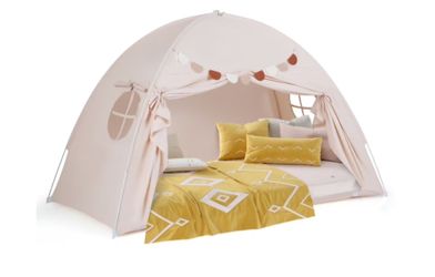 Twin Full Size Bed Tent w/2 Windows Flags