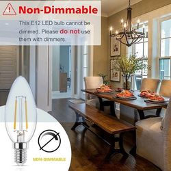 Ascher E12 LED Classic Candelabra Clear Light Bulb, 4W, Equivalent 40W