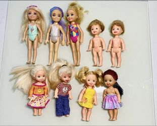 Vintage Set of 9 mini dolls, Barbie Matter, Barbie Chelsea Doll 1994